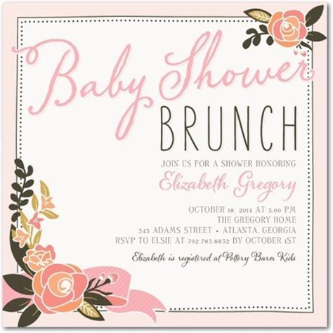 baby shower brunch invitation|elegant baby shower brunch menu.